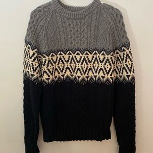 LlBean Unisex 100%Cotton Fisherman Cable Knit Sweater Size S